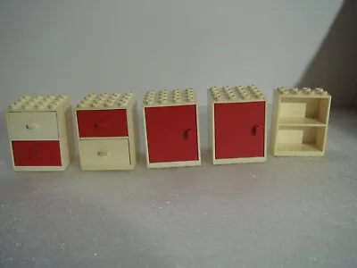 Buy Vintage Lego Kitchen Cupboards In Red And White C.1970's • 15£