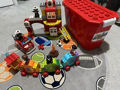 Buy LEGO DUPLO Fire Station + Number Train + Box For Storage (please See Description • 28£
