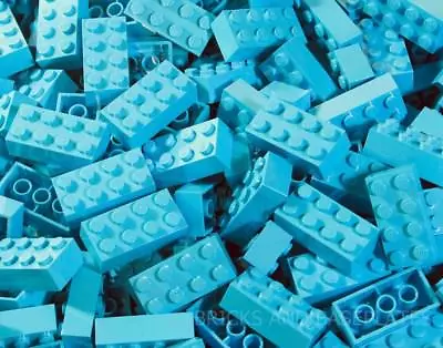 Buy LEGO BRICKS 50 X MEDIUM AZURE  2x4 Pin -From New Sets Sent In A Clear Sealed Bag • 14.99£