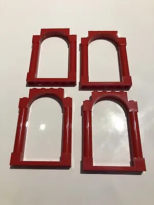 Buy Lego Red Arched Windows/doors X4 NEW • 7.50£