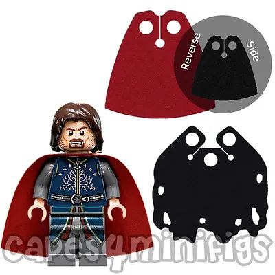 Buy 2 CUSTOM Capes For Your Lego Lord Of The Rings Minifig Eg Aragorn Black/red Cape • 2.26£