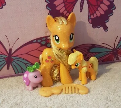 Buy My Little Pony G4 Rare Full Glitter Body Applejack, Ladybug Animal Friend Figure • 30£