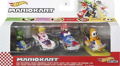 Buy Hot Wheels Mario Kart 4-Pack: Mario, Yoshi, Princess Peach & Orange Shy Guy • 24.99£