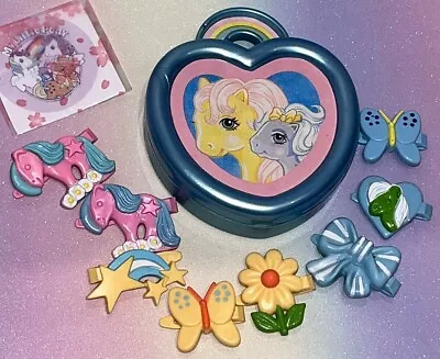Buy Vintage My Little Pony G1 Jewellery Heart Trinket Box Barrettes Hair Clips • 6£