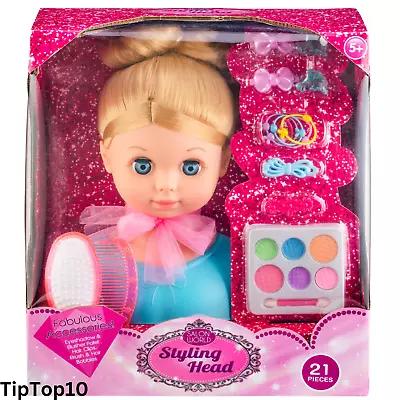 Buy Salon World Dolls Styling Head With 21 Accessories Brush Hair Bands Makeup Case • 21.99£