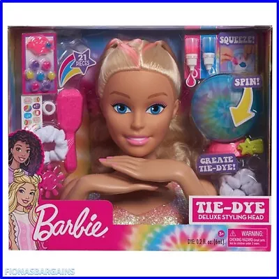 Buy Barbie JPL63651 Barbie Deluxe Blonde Tie Dye Styling Head, Multi Colour • 54.95£