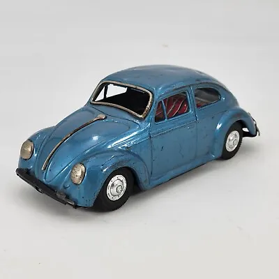 Buy Vintage 60s Japan  Friction VOLKSWAGEN BEETLE Bug 8” TIN Toy Car Blue VW • 52.32£