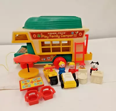 Buy Vintage 1972 Fisher-Price Play Family Camper Van Camping Boat With Figures  • 20£