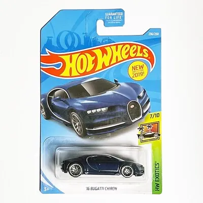 Buy Hot Wheels 2019 16 Bugatti Chiron (Blue) HW Exotics • 15.42£