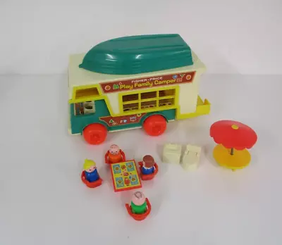 Buy Vintage 1970s Fisher Price Play Family Camper Van With Boat And Extras  # W1 • 9.99£