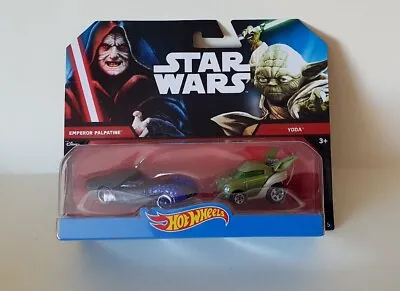 Buy Hot Wheels Star Wars  Emperor Palpatine & Yoda Character Car Set (new) • 5.70£