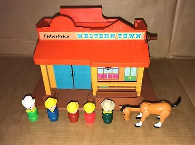 Buy Fisher Price Western Town - 5 Figures + Horse Toys Play Set Vintage 1982 80s • 27.99£