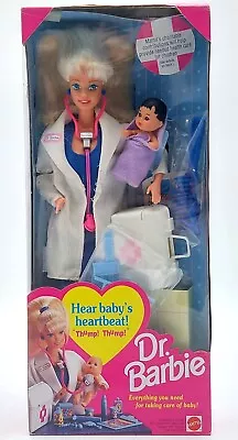 Buy 1993 Dr. Barbie Doll With Baby / Baby With Black Hair / Mattel 11160, NrfB • 46.87£