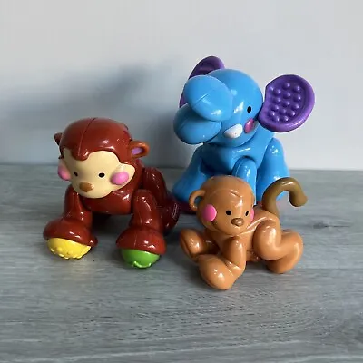 Buy Fisher Price Click Clack Rattle Animals Elephant & 2 Monkeys Kids Sensory Toys • 5.99£