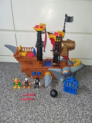 Buy 2015 Mattel Imaginext Shark Bite Pirate Ship Playset Figures Aqua Man Cannonball • 34.99£