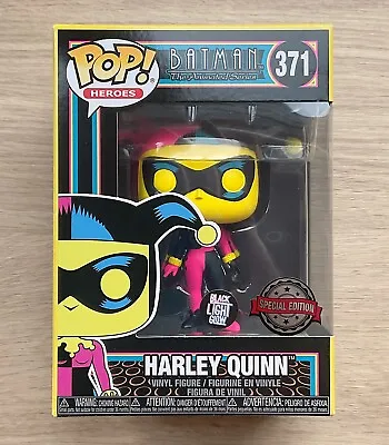 Buy Funko Pop DC Heroes Harley Quinn Black Light #371 + Free Protector • 15.99£