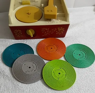 Buy Vintage 1971 Fisher Price Wind Up Music Box Record Player 5 Discs 10 Songs • 38£