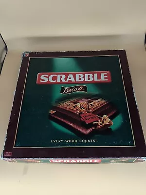 Buy Scrabble Deluxe Board Game Wooden Tiles & A Turntable * Complete * Mattel 2000 • 50£