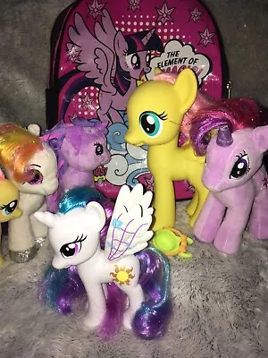 Buy My Little Pony 6 Medium Sized Ponies/Unicorns.3 Plush,3 Hard Plastic. & Backpack • 8£