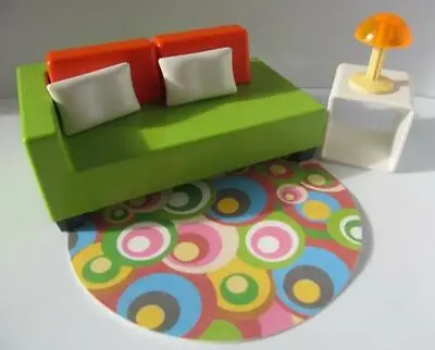 Buy Playmobil Dollshouse/Hotel/Holiday Home Furniture: Sofa, Rug, Table & Lamp NEW • 9.49£