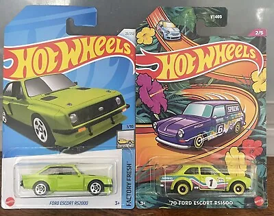 Buy Hot Wheels X 2 Ford Escort R2000 Green & RS1600 Green Spring Card US Exclusive • 13£