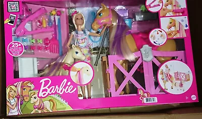 Buy NRFB BARBIE HORSE GROOMING Groom N'care GXV77 Doll Playset Box • 61.35£