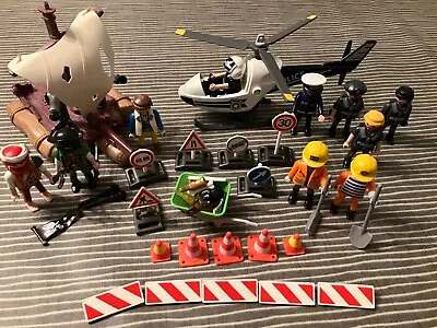 Buy Playmobil Mixed Bundle Set 10 Figures, Pirate Raft, Police Helicopter, Roadworks • 7.99£