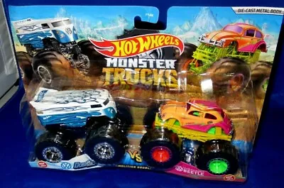 Buy Hot Wheels Monster Trucks 1:64 Vw Drag Bus Vs Vw Beetle Demolition Doubles 2021 • 20.45£