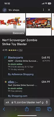 Buy Zombie SCRAVENGER Nerf Gun NO BATTERIES NEED GONE (£85 NEW) • 9.99£