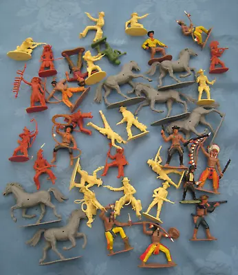 Buy Vintage Plastic Toy Cowboys Indians Horses • 20£