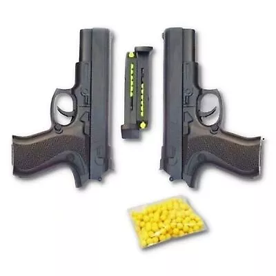 Buy Toy Gun Pistol Black For Kids With 8 Round Reload And 6 Mm Plastic BB Pack 2 • 19.42£