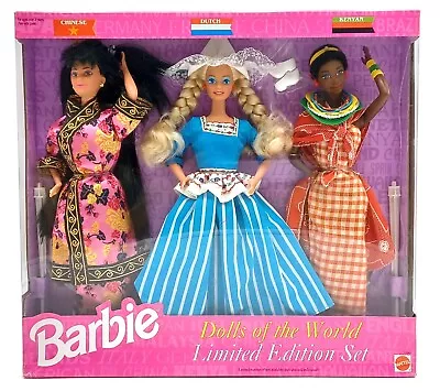 Buy 1994 DotW Barbie 3-Doll Gift Set: Chinese, Dutch, Kenyan / Mattel 12043, NrfB • 85.84£