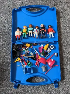 Buy Playmobil Blue Carry Case With Lots Of Random Spare Pieces & Figures • 7£