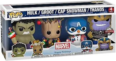Buy Funko POP Marvel Christmas Holiday Hulk, Groot, Captain America Snowman & Thanos • 29.89£
