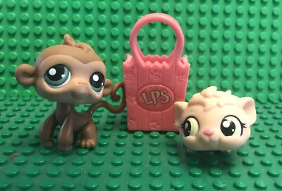 Buy Littlest Pet Shop Monkey & Green Eyed Cat And A Bag 2005 Hasbro • 7.99£