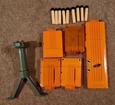 Buy NERF ACCESSORIES - 4x Small Magazines, 1x 18 Magazines, Gun Support & 8 Bullets  • 8£