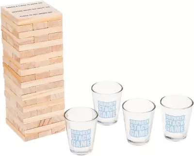 Buy Invero® Wooden Tipsy Drunken Tower Adult Party Drinking Game With 4x Shot Gift • 20.99£