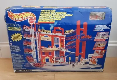 Buy Hot Wheels World Fire Station Boxed 1997 Vintage Mattel 19309 Rare HTF Playset • 69.99£