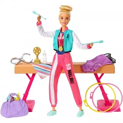 Buy Mattel - Barbie Gymnast Playset With Doll, Balance Beam & 15+ Accessories - Matte • 38.46£