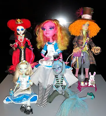 Buy Monster High Dolls In Wonderland Alice Grin Cat Hatter Queen Of Heart SETSs • 205.46£