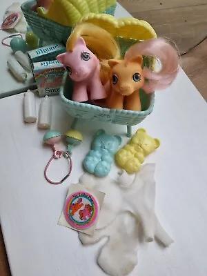 Buy My Little Pony G1 Vintage 1987 UK Baby Dibbles & Nibbles +set Items RARE Sticker • 35.99£
