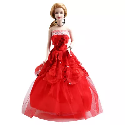 Buy Red Barbie Doll Clothing Wedding Dress Doll Princess Accessories Large Dress • 10.20£