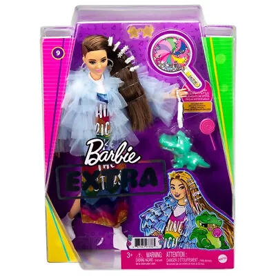 Buy Barbie Fashion Doll Barbie Extra In Blue Ruffled Jacket & Accessories • 14.99£