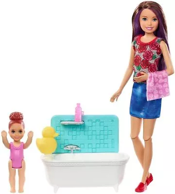 Buy Barbie Dolls Babysitter Skipper - Bathroom Play Set FXH05 • 23.27£