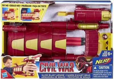 Buy Marvel Iron Man Nerf Slide Blast Armour Wrist Blaster W/ Darts - RARE • 41£