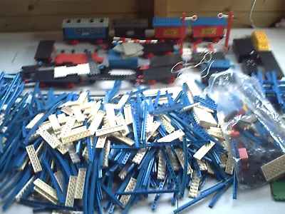 Buy Huge Vintage LEGO  Blue Train Track Sleepers Carriages Battery Boxes Approx 4kg • 90£