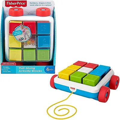 Buy Fisher Price Pull Along Activity Blocks Set 9 Number Cubes New Baby Xmas Toy 6m+ • 19.99£