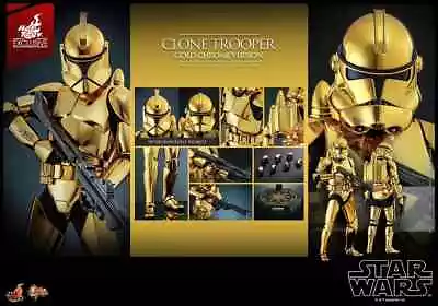 Buy 🔥Sale! Limited Hot Toys MMS735 STAR WARS 1/6 Clone Trooper Gold Chrome Version • 270£