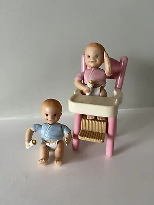 Buy Vintage Fisher Price Loving Family Baby Boy & Girl And Pink High Chair 1993 1998 • 13.50£