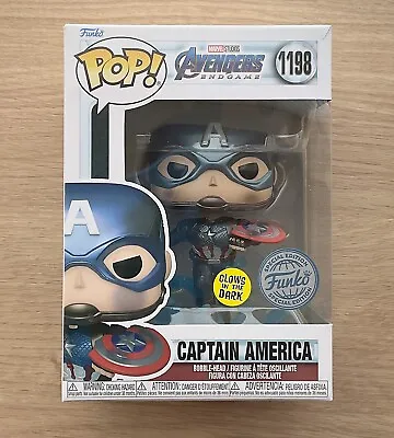 Buy Funko Pop Marvel Avengers Endgame Captain America Metallic GITD #1198 +Protector • 24.99£